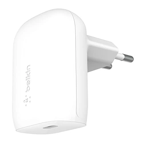 Belkin 30 W USB-C-wandlader, USB-IF-gecertificeerd, PPS, Power Delivery 3.0 voor het snelladen van iPhone 16, 15, 14, Plus, Pro, Pro Max, Galaxy S24 Ultra, Plus, iPad, AirPods, MacBook Air en meer
