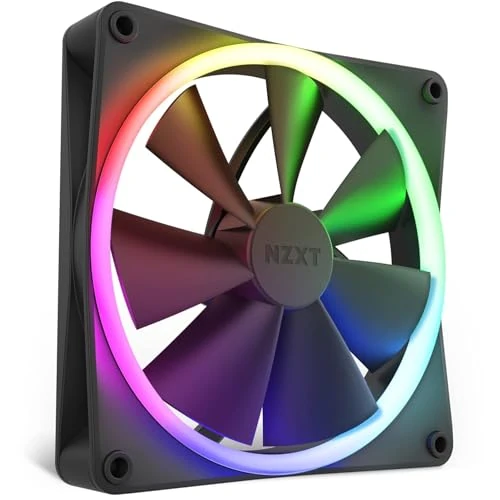 NZXT F140 Ventilateur RGB - RF-R14SF-B1 - Personnalisation avancée de l'éclairage RGB - Refroidissement silencieux - Vendu seul (contrôleur requis et non inclus) - Ventilateur 140 mm - Noir