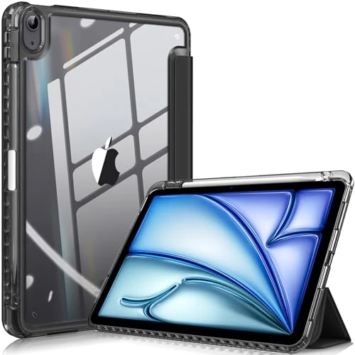 Offerta a tempo: FINTIE Custodia ibrida per iPad Air 11" (2024) M2, iPad Air 6a/5a/4a generazione (2024/2022/2020), cover posteriore trasparente sottile antiurto con portapenne, accensione e spegnimento automatico, - 0.00% da 22.05 € a 22.05 €