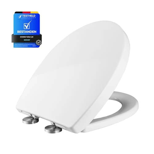 Ibergrif Soft Close Toilet Seat White, O Shape Quick Release Toilet Seat with Adjustable Hinges, Top Fixing M41002