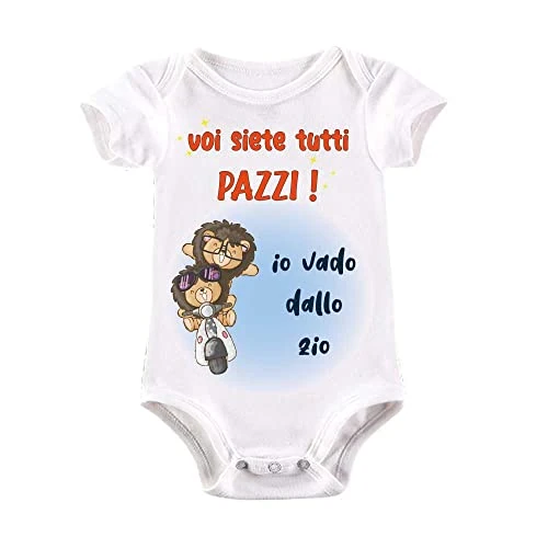 Offerta a tempo: La Ruotante Body neonato in 100% cotone manica corta miglior zio mondo chiedi vado pazzi menomale aggiustarlo speciale super festa regalo auguri nascita tutina (5, 6-12 mesi) - 20% da 10.49 € a 8.39 €