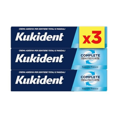 Offre limitee: Kukident Crème adhésive complète pour prothèses dentaires totales et partielles, tenue forte, saveur fraîche. Lot de 3 x 35 g de 30.62 EUR a 30.62 EUR (economie 0%)