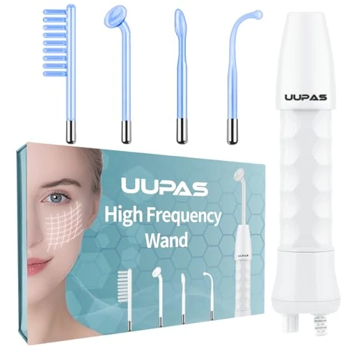 High Frequency Wand - UUPAS Portable 4 in 1 Blue High Frequency Skin Facial Machine with 4 Pcs Tubes for Home Use - Skin Machine