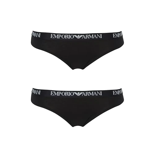 Emporio Armani Woman's Essential Cotton - Confezione da 2 brasiliane, Colore: Nero, M, Nero/Nero, M