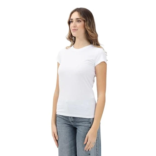 Armani Exchange Camiseta de Manga Corta para Mujer, edición Azul Limitada, con Logotipo, Color Blanco., S