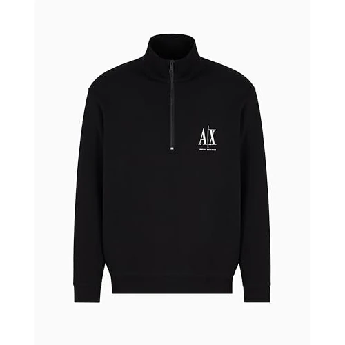 Limited-time offer: Armani Exchange Men's, Icon project, embroidered logo, front zip Sweatshirt, Black, L from 130.00 GBP to 70.42 GBP (save 46%)