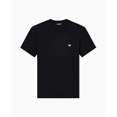 Emporio Armani T-Shirt Girocollo da Uomo Essential in Cotone, Nera, M, Aderente, Nero, M
