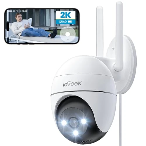 ieGeek 2K Überwachungskamera Aussen, PTZ Outdoor WLAN IP Kamera überwachung außen, WiFi Dome Camera mit Farbiger Nachsicht, Bewegungserkennung,Mensch Bewegungsmelder,