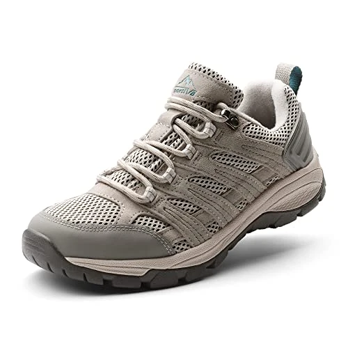 NORTIV 8 Zapatos de Senderismo Botas de Montaña Mujer Zapatillas Trekking Caza Antideslizante Ligeros al Aire Libre Gris Claro SNHS222W Talla 36EU/5.5US