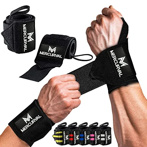 Offerta a tempo: MERCURYAL Polsiere Palestra - Fascette - Polsini - Fasce Polsi - Accessori Fitness, Bodybuilding, Calistenics, Crossfit, Gym per Uomini e Donne (Nero) - 0.00% da 9.99 € a 9.99 €