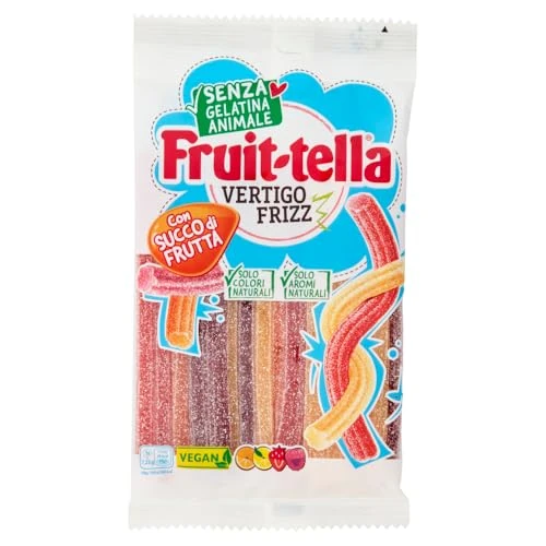 Fruittella Vertigo Frizz, Caramelle Gommose, Gusto Frutta, Con Succo di Frutta, Senza Gelatina Animale, Gusto Frutti Assortiti, 1 busta da 145 Grammi
