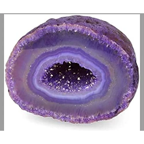 Natürlicher Rohstein Mineral Heilstein Meditation Reiki (Geode Achat Lila 10/12 cm)