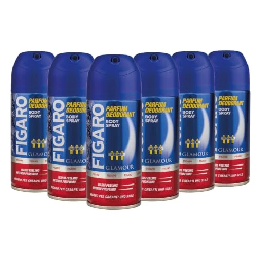 Offerta a tempo: Figaro Deodorante Uomo, Body Spray Fragranza Glamour, Antiodore ad Azione Prolungata - 6 x 150 ML - 39% da 24.90 € a 15.07 €