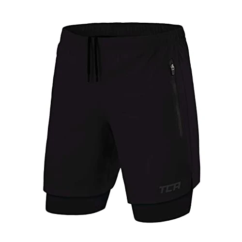 Offerta a tempo: TCA Ultra Pantaloncini Uomo Sportivi 2 in 1 da Corsa con Tasche a Chiusura Zip - Nero (2X Tasche con Cerniera), L - 57% da 22.99 € a 9.95 €