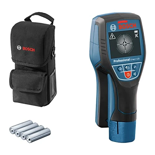 Limited-time offer: Bosch Professional Wall Scanner D-tect 120 (4 x AA Batteries, max. Detection Depth Plastic Pipes/Wooden Studs/Live Cable/Magnetic Metal/Non-Magnetic Metal: 60/38/60/120/120 mm, Protective Bag), Blue from 228.00 GBP to 228.00 GBP (save 0%)