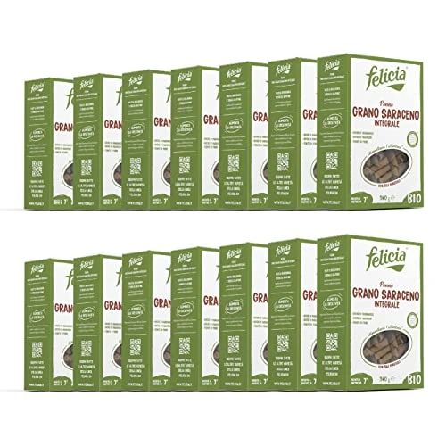 Offerta a tempo: Felicia, Penne Rigate di Grano Saraceno Integrale, Ricca di Magnesio, Ricca di Manganese, Fornte di Fibre, Senza Glutine, Bio, Vegan, Gusto Deciso, Box da 14 Confezioni - 10% da 46.73 € a 41.86 €