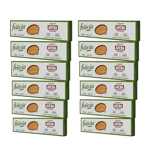 Offerta a tempo: Felicia, Linguine con Avena Integrale, Pasta Biologica con Farina di Avena Integrale, Ricca Fonte di Ferro e di Fibre, il Sapore Delicato Consente Molteplici Abbinamenti, Box da 12 Confezioni - 0.00% da 44.98 € a 44.98 €
