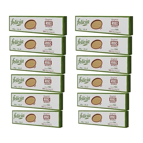 Offerta a tempo: Felicia, Spaghetti di Riso Integrale, Pasta Ricca di Fibre, Proteine e Nutrienti, Bio, Vegan, Box da 12 Confezioni - 0.00% da 36.43 € a 36.43 €