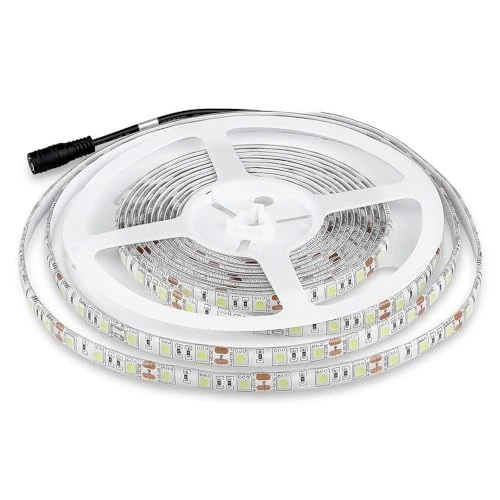 V-TAC Waterproof IP65 Outdoor Led Strip 11W - 5 Meters Length - SMD 5050 High Brightness - Light 6500K Cool White - Adhesive Strip and Silicone Cover - 12 Volt