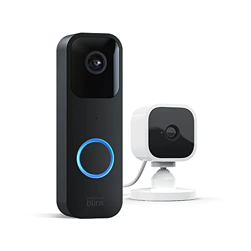 Blink Videotürklingel (Video Doorbell, Schwarz) + Blink Mini (Weiß)| Überwachungskamera, Gegensprechfunktion, HD-Video, lange Batterielaufzeit, Bewegungserfassung, App-Benachrichtigungen bei Klingeln