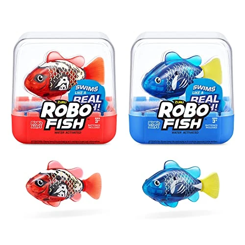Limited offer: Robo Alive Robo Fish Robotic Swimming Fish (Blue + Red) by ZURU Water Activated, Changes Color, Comes with Batteries, Amazon Exclusive (2 Pack) Series 3 from 22.37 USD to 22.37 USD (save 0%)