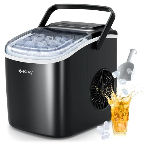 Offerta a tempo: ecozy Macchina Ghiaccio, 12KG/ 24 ore, 9 Cubetti di Ghiaccio in 6 Minuti, 2 Dimensioni di Ghiaccio, Macchina del Ghiaccio Autopulente, Ice Maker Portatile per Casa/Festa/Cucina/Bar - 36% da 139.99 € a 89.99 €