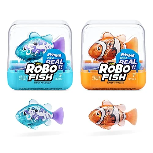 Limited offer: Robo Alive Robo Fish Robotic Swimming Fish (Teal + Orange) by ZURU Water Activated, Changes Color, Comes with Batteries, Amazon Exclusive (2 Pack) Series 3 from 15.99 EUR to 15.99 EUR (save 0%)
