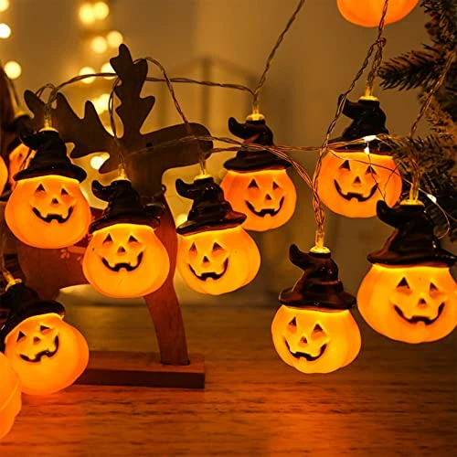 Dyniowe światła Jsdoin Halloween łańcuch świetlny zasilany bateriami dekoracja Halloween dynia światła 5 m 20 LED na imprezę halloweenową wewnątrz na zewnątrz dekoracja na festiwal domu