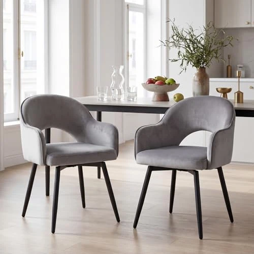Oferta limitada: chairus 2PCS Sillas de Comedor Giratoria de Terciopelo, Gris de 174.79 € a 174.79 € (ahorro 0.00%)