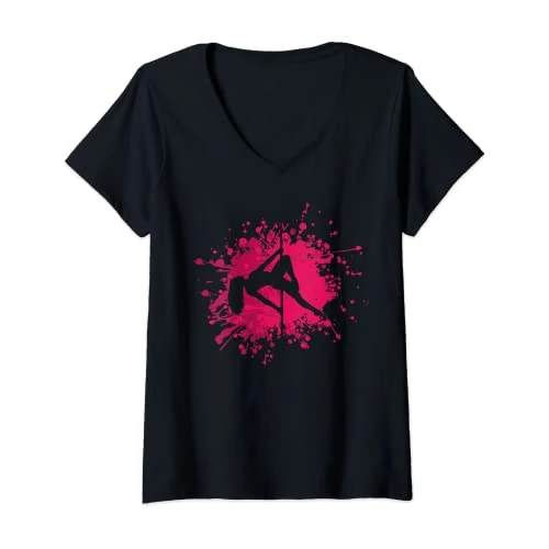 Offerta a tempo: Donna Divertente Acrobatica Pole Dancing & Pole Dance Maglietta con Collo a V - 15% da 23.99 € a 20.39 €