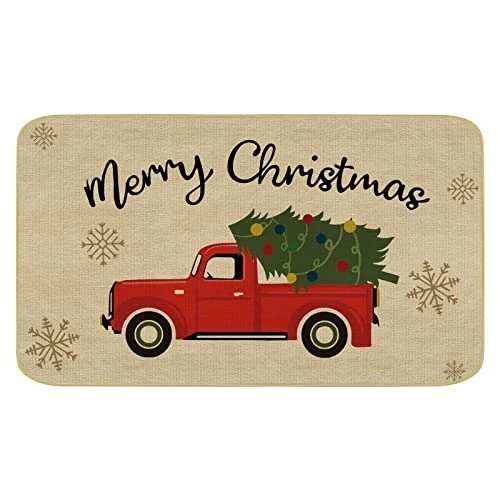Tijdelijke aanbieding: comfoyar Deurmat Kerstmis, Merry Christmas Voetmat met Vrachtwagen Rode vrachtwagen Sneeuwvlokken, Wasbaar antislip Achterkant Vuilvangmat, Welkomsttapijt voor Binnen Buiten Vakantie Decoratie 43X75 van 20.99 EUR naar 20.99 EUR (korting 0%)