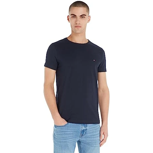 Offerta a tempo: Tommy Hilfiger Uomo T-Shirt Maniche Corte Core Stretch Slim Fit, Blu (Desert Sky), M - 35% da 39.90 € a 25.99 €
