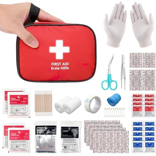 Offerta a tempo: HONYAO® Kit di Pronto Soccorso Portatile 90 Pezzi, Mini Kit Primo Soccorso, Borsa Pronto Soccorso per Casa Auto Viaggio Moto All'aperto Trekking e Campeggio - 27% da 19.99 € a 14.56 €