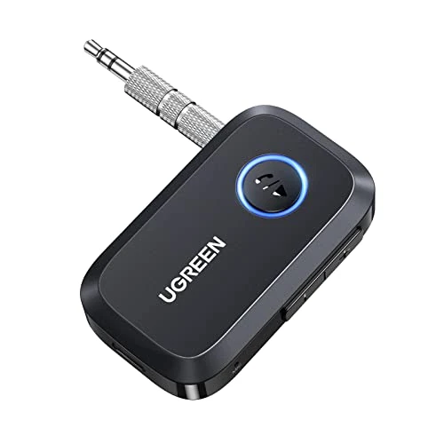 Offerta a tempo: UGREEN Ricevitore Bluetooth 6.0 con Jack 3,5mm con Multifunzioni Pulsante Adattatore Auto Aux con Microfono per Altoparlanti Cuffie Chiamate in Vivavoce, Nero - 36% da 21.99 € a 14.12 €