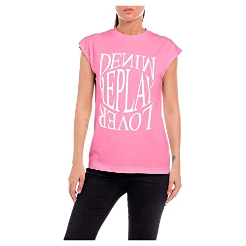 Replay Damski T-Shirt, 307 Candy PINK, XXS, 307 Candy Pink, XXS