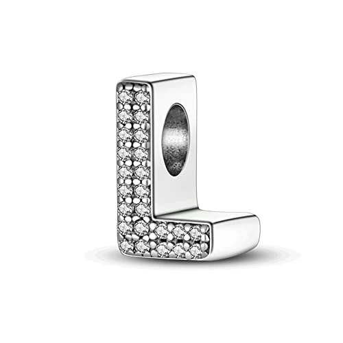 Offerta a tempo: TINSLO Bead Charm Ciondolo Argento Sterling 925 Lettere con Cubic Zirconia Pendenti per Pandora Braccialetti, Compatibile con Braccialetti e Collane europei - 68% da 17.99 € a 5.77 €
