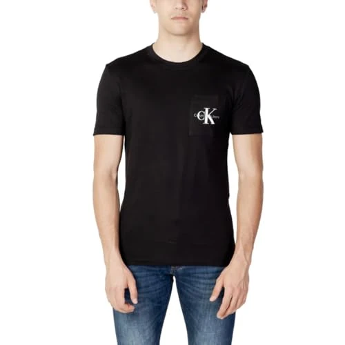 Calvin Klein Jeans Koszulka męska rdzeń monolog kieszeń slim Tee j30j320936, Czarny, L