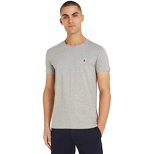 Offerta a tempo: Tommy Hilfiger T-Shirt Maniche Corte Uomo Core Stretch Slim Fit, Grigio (Light Grey Heather), S - 39.33% da 41.19 € a 24.99 €