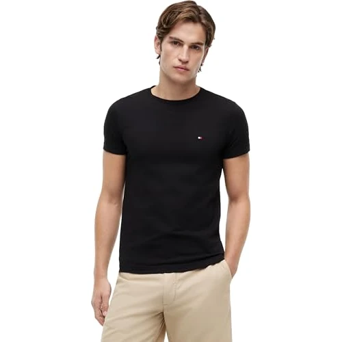 Offerta a tempo: Tommy Hilfiger Uomo T-Shirt Maniche Corte Core Stretch Slim Fit, Nero (Black), 3XL - 35% da 39.90 € a 25.99 €