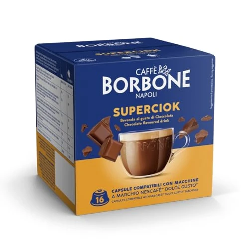 Caffè Borbone SuperCiock - Bevanda al gusto di cioccolata - 64 capsule (4 confezioni da 16) - Compatibili con le Macchine Nescafè* Dolce Gusto*