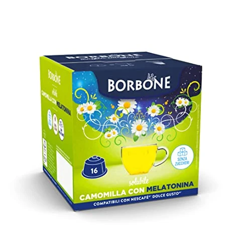 Offre limitee: Caffè Borbone Camomille avec Mélatonine - 64 capsules (4 paquets de 16) - Compatibles avec les machines à café Nescafè®* Dolce Gusto®* de 19.79 EUR a 19.79 EUR (economie 0%)
