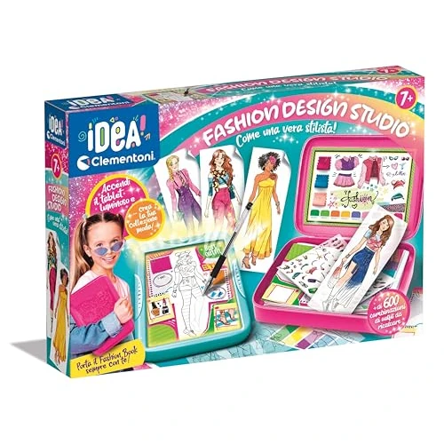 Begrenztes Angebot: Clementoni Idea-Fashion Designer Leuchttafel, Bekleidungs-Set, kreatives Spiel für Mädchen ab 6 Jahren, mehrfarbig, klappbarer Ständer, leichte Oberseite, Zeichnungen, Muster und Stift von 31.96 EUR auf 31.96 EUR (Rabatt 0%)