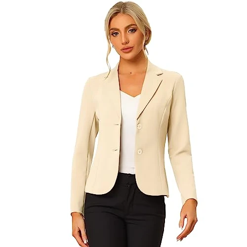 Offre limitée : Allegra K Veste de Travail Extensible à col à Revers pour Femme, Beige, XL de 36.14 € à 36.14 € (0.00% de remise)