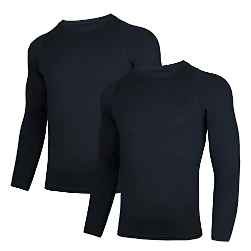 Limited offer: AMZSPORT 2 Pack Mens Compression Tops, Long Sleeve Base Layers Quick Dry Workout Shirts for Running Fitness Cycling Training, BlackBlack M from 28.98 EUR to 19.98 EUR (save 31%)