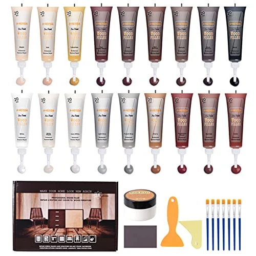 Offerta a tempo: Set di riparazione in laminato, 31 stucco per legno, 18 colori, set di riparazione per parquet, kit di riparazione per legno, attrezzi per riparare completamente i vostri mobili in legno - 0.00% da 19.99 € a 19.99 €