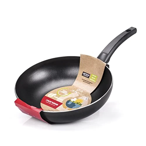Moneta GEA Wok, 28 Cm, 100% Recycled Aluminium, for Each hob Including Induction. Made in Italy