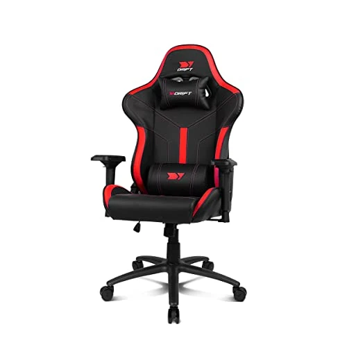 Offre limitee: DRIFT GAMING Chair DR350 -DR350BR - Fauteuil de Jeu Professionnel, Similicuir, accoudoirs 4D, roulettes silencieuses, Piston Classe 4, Inclinaison, Coussin Lombaire/Cervical, Noir/Rouge de 199.90 EUR a 184.90 EUR (economie 8%)