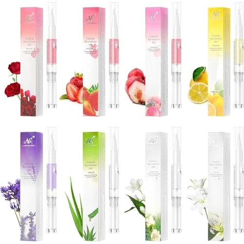 8Pcs Aceite Cuticulas Uñas, AISEELY Aceite para Cuticulas, Aceite Hidratante de Cutícula de Sabores Mixtos para Reparar Cutículas Agrietadas y Secas