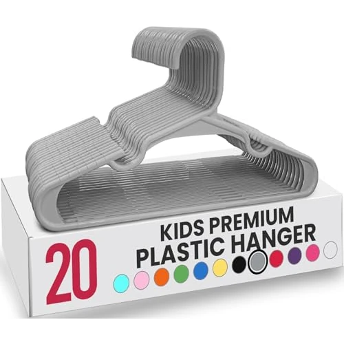 Utopia Home Confezione da 20 grucce per bambini, in plastica, 29 cm, per armadio, per vestiti e neonati, per uso quotidiano (grigio)