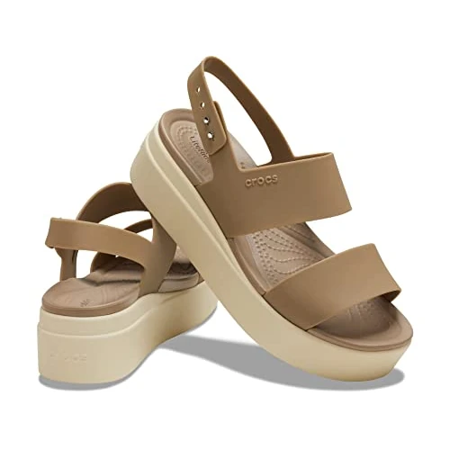 Offre limitée : Crocs Femme Brooklyn Low Wedge Sandales, Khaki/Bone, 32/33 EU de 54.99 € à 42.91 € (22% de remise)
